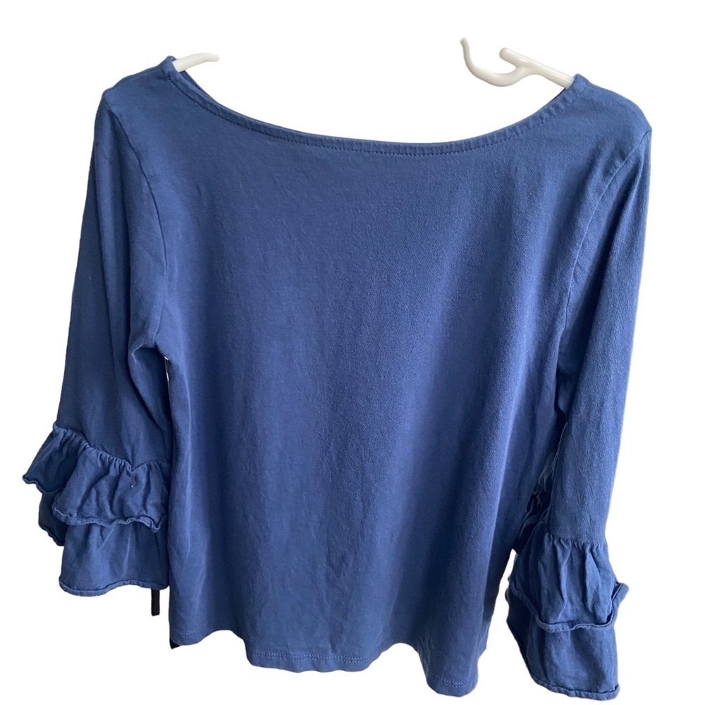 Lilly Pulitzer Navy Blue Ruffle Sleeve Top - Size Medium (6/7) - Picture 5 of 5